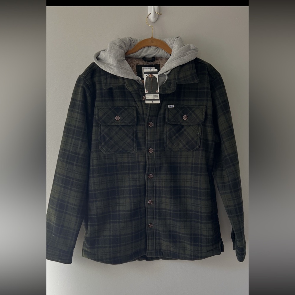 Lee Men's Dark Green Plaid Shirt Jacket